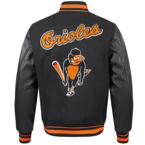 Alternative view of Baltimore Orioles Men's Retro Classic Black Wool & Leather Varsity Jacket