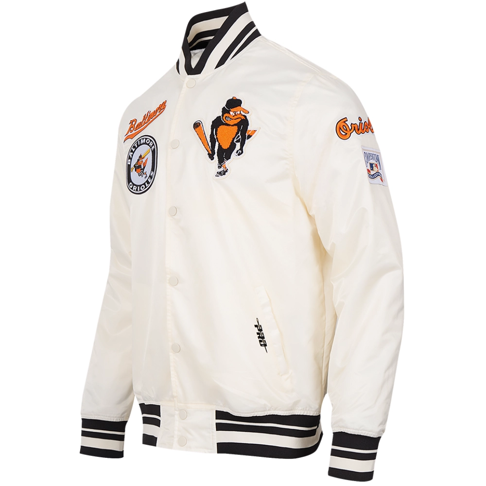 Baltimore Orioles Men's Pro Standard Classic Rib Satin Varsity Jacket - Image 3