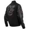 Baltimore Orioles Triple Black Pro Standard Black Wool & Leather Varsity Jacket - Image 2