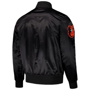 Alternative view of Baltimore Orioles Pro Standard Black Wordmark Full-Snap Satin Varsity Jacket