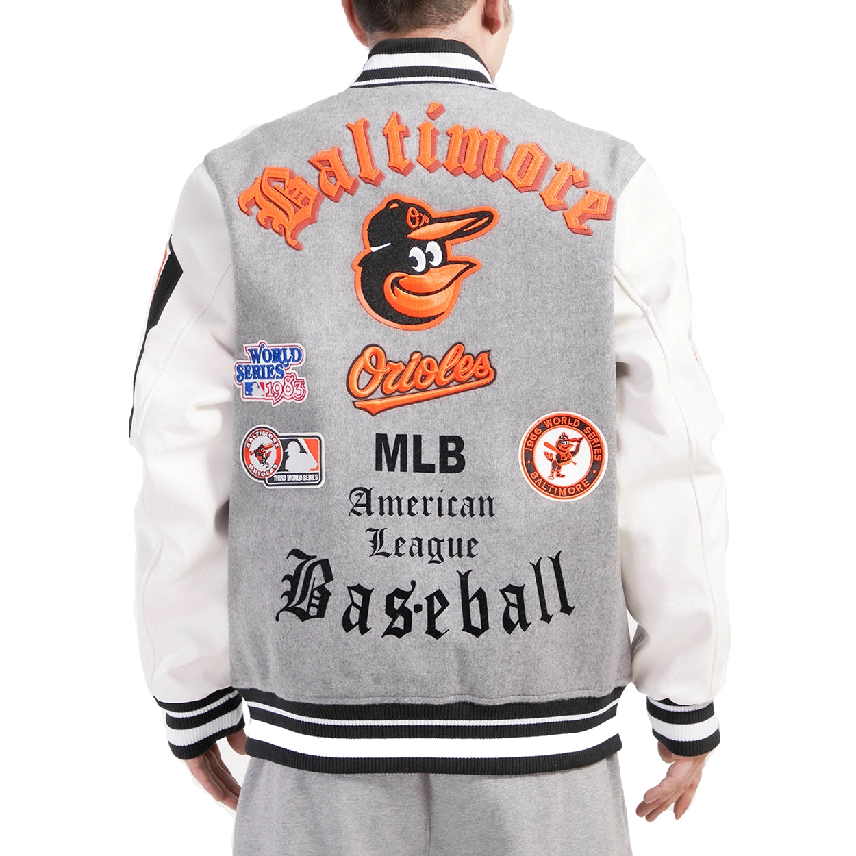 Baltimore Orioles Pro Standard Classic Old English Wool & Leather Varsity Jacket - Image 2