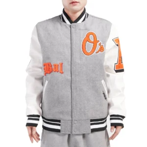 Baltimore Orioles Pro Standard Classic Old English Wool & Leather Varsity Jacket