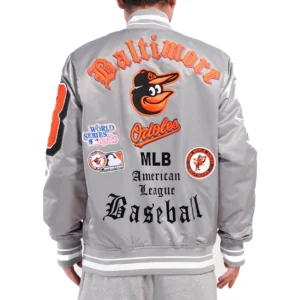 Alternative view of Baltimore Orioles Pro Standard Classic Rib Knitted Satin Varsity Jacket