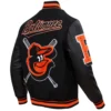 Baltimore Orioles Pro Standard Mashup Rib Knitted Wool & Leather Varsity Jacket - Image 4