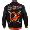 Alternative view of Baltimore Orioles Pro Standard Mashup Rib Knitted Wool & Leather Varsity Jacket
