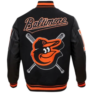 Alternative view of Baltimore Orioles Pro Standard Mashup Rib Knitted Wool & Leather Varsity Jacket