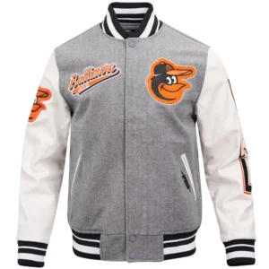Baltimore Orioles Pro Standard Script Tail Wool & Leather Varsity Jacket