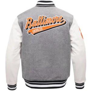 Alternative view of Baltimore Orioles Pro Standard Script Tail Wool & Leather Varsity Jacket
