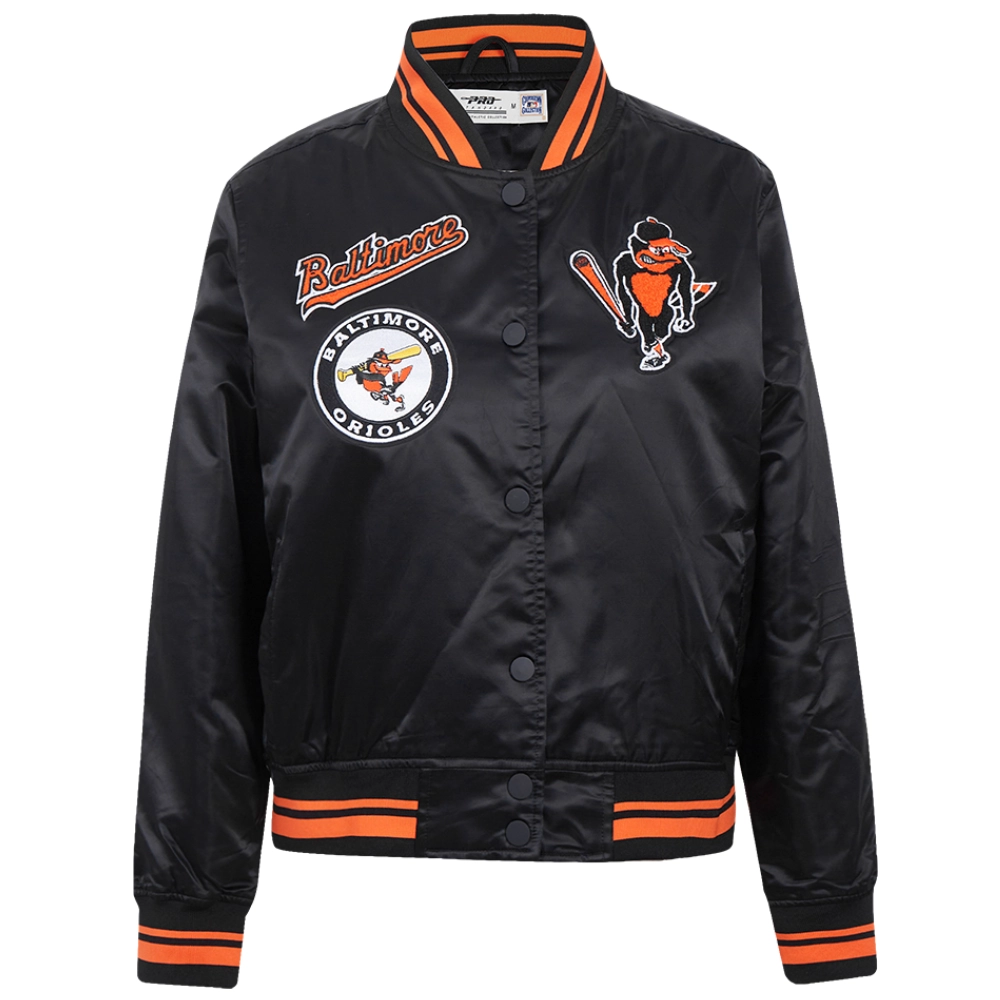 Baltimore Orioles Retro Classic Women's Rib knitted Satin Varsity Jacket