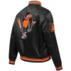 Baltimore Orioles Retro Classic Women's Rib knitted Satin Varsity Jacket - Image 4