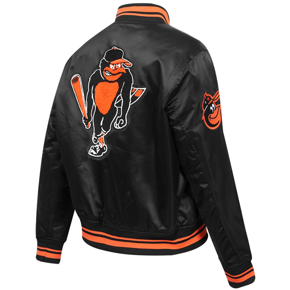 Baltimore Orioles Retro Classic Women's Rib knitted Satin Varsity Jacket - Image 4