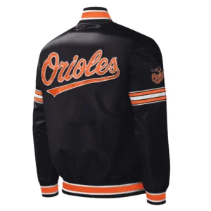 Alternative view of Baltimore Orioles Starter Black Midfield Full-Snap Satin Varsity Jacket
