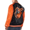 Baltimore Orioles Renegade Starter Black/Orange Full-Snap Satin Varsity Jacket - Image 2