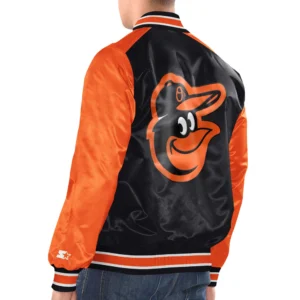 Alternative view of Baltimore Orioles Renegade Starter Black/Orange Full-Snap Satin Varsity Jacket