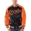 Baltimore Orioles Renegade Starter Black/Orange Full-Snap Satin Varsity Jacket
