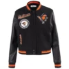 Baltimore Orioles Women's Retro Classic Rib Knitted Black Wool & Leather Varsity Jacket