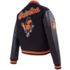 Baltimore Orioles Women's Retro Classic Rib Knitted Black Wool & Leather Varsity Jacket - Image 4