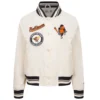 Baltimore Orioles Classic Women's Full-Snap Satin Varsity White Jacket