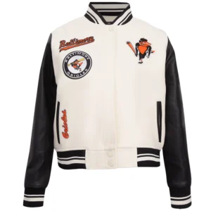 Baltimore Orioles Women's Retro Classic Wool & Leather Varsity Jacket