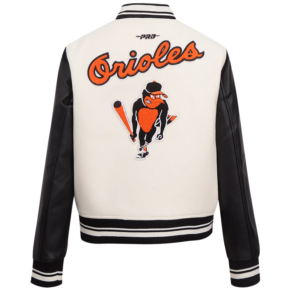Baltimore Orioles Women's Retro Classic Wool & Leather Varsity Jacket - Image 2