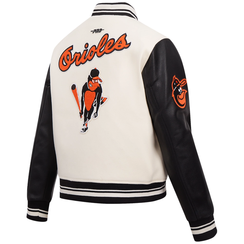 Baltimore Orioles Women's Retro Classic Wool & Leather Varsity Jacket - Image 4