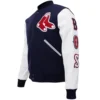 Women's Boston Red Sox Classic Rib Knitted Wool & Leather Varsity Jacket