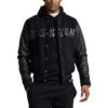 Alternative view of Boston Red Sox Women's Full-Snap Black Wool Blend & Leather Varsity Jacket