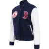 Women's Classic Boston Red Sox Team Players Wool & Leather Varsity Jacket - Image 3