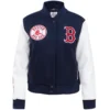 Women's Classic Boston Red Sox Team Players Wool & Leather Varsity Jacket