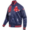 Boston Red Sox Mashup Full-Snap Satin Varsity Navy Jacket - Image 3