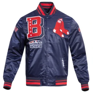 Boston Red Sox Mashup Full-Snap Satin Varsity Navy Jacket