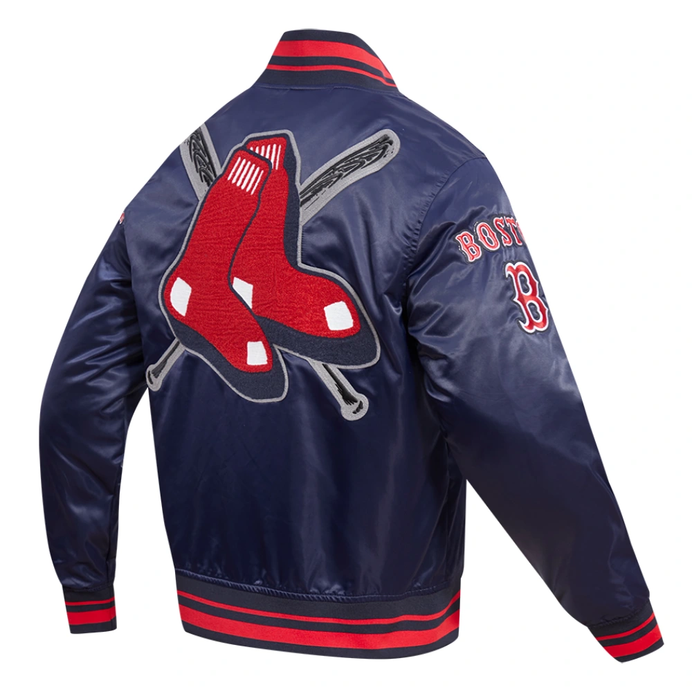 Boston Red Sox Mashup Full-Snap Satin Varsity Navy Jacket - Image 4