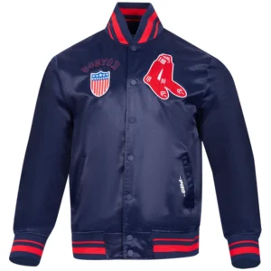 Boston Red Sox Pro Standard Retro Classic Rib Knitted Satin Varsity Navy Jacket