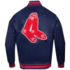Boston Red Sox Pro Standard Retro Classic Rib Knitted Satin Varsity Navy Jacket - Image 2
