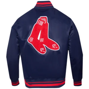 Alternative view of Boston Red Sox Pro Standard Retro Classic Rib Knitted Satin Varsity Navy Jacket