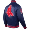 Boston Red Sox Pro Standard Retro Classic Rib Knitted Satin Varsity Navy Jacket - Image 4