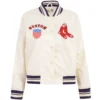 Boston Red Sox Women's Pro Standard Retro Classic Rib knitted Satin Varsity Jacket