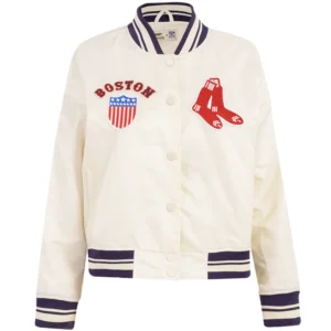 Boston Red Sox Women's Pro Standard Retro Classic Rib knitted Satin Varsity Jacket