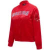 Women's Boston Red Sox Classic Rib Knitted Full-Snap Satin Varsity Red Jacket - Image 3