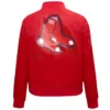 Women's Boston Red Sox Classic Rib Knitted Full-Snap Satin Varsity Red Jacket - Image 2