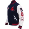 Boston Red Sox Pro Standard Retro Classic Rib Knitted Wool & Leather Varsity Jacket - Image 3