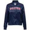 Women's Boston Red Sox Classic Full-Snap Satin Varsity Navy Jacket