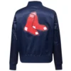 Women's Boston Red Sox Classic Full-Snap Satin Varsity Navy Jacket - Image 2