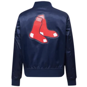 Alternative view of Women's Boston Red Sox Classic Full-Snap Satin Varsity Navy Jacket
