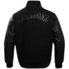 Boston Red Sox Pro Standard Triple Black Wool & Leather Varsity Jacket - Image 2