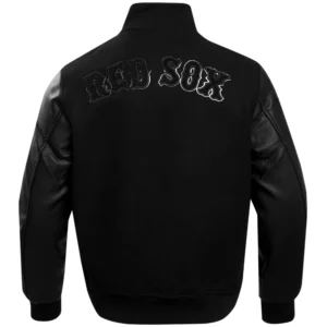Alternative view of Boston Red Sox Pro Standard Triple Black Wool & Leather Varsity Jacket