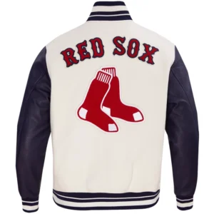 Alternative view of Boston Red Sox Retro Classic Wool & Leather Varsity Jacket Cream & Black