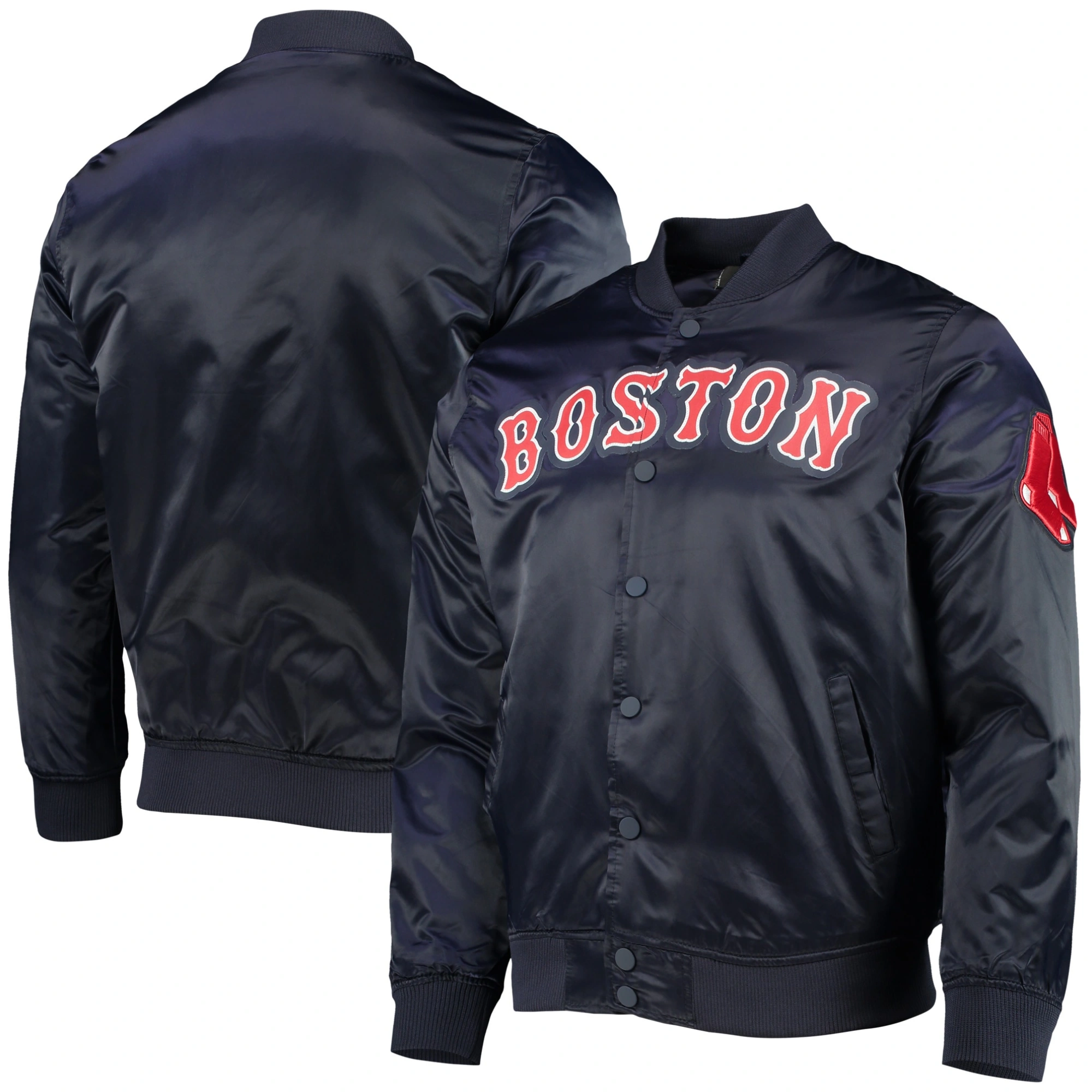 Boston Red Sox Pro Standard Wordmark Full-Snap Satin Varsity Jacket - Image 3