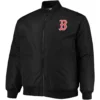 Boston Red Sox Reversible Full-Zip Satin Varsity Jacket White & Black - Image 3