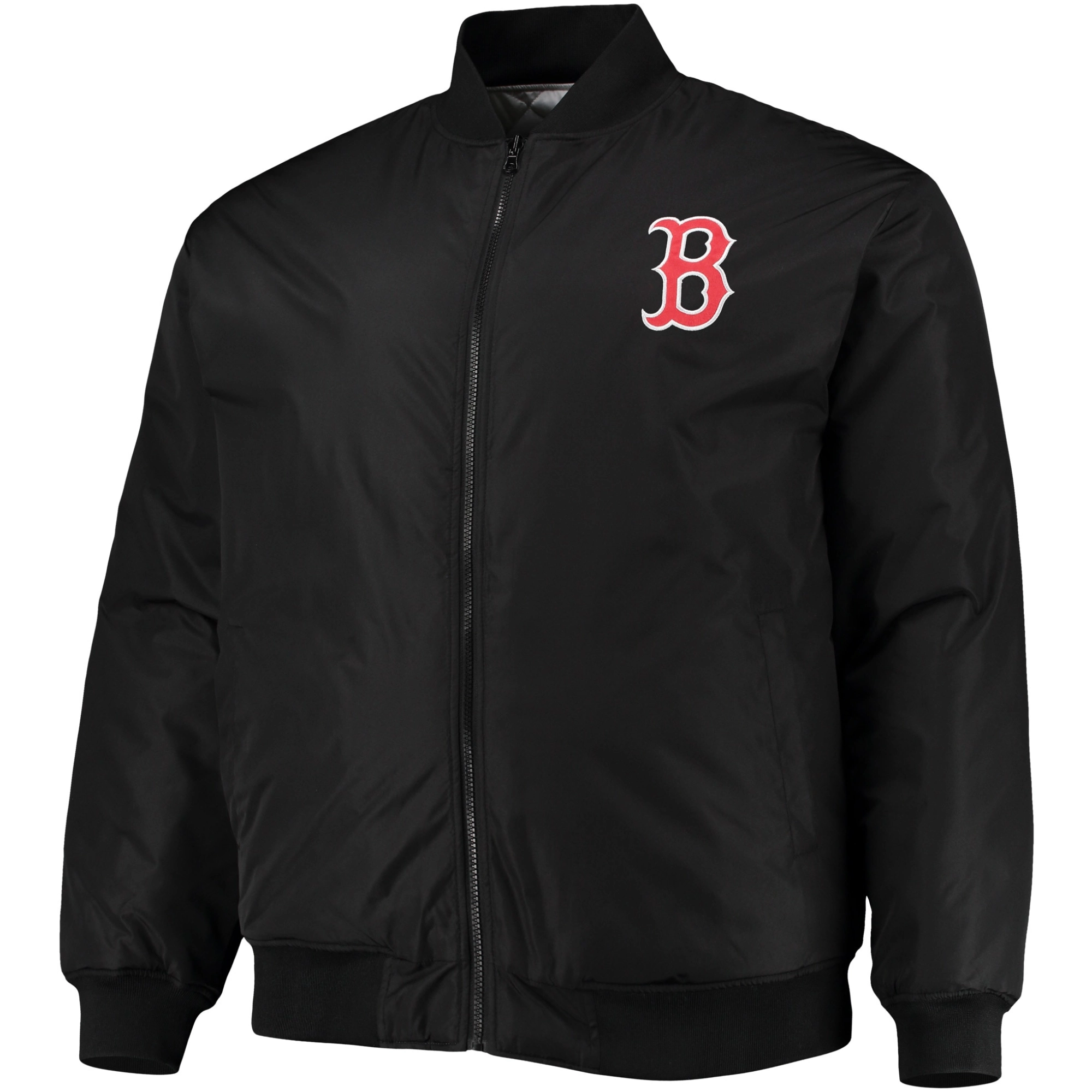 Boston Red Sox Reversible Full-Zip Satin Varsity Jacket White & Black - Image 3